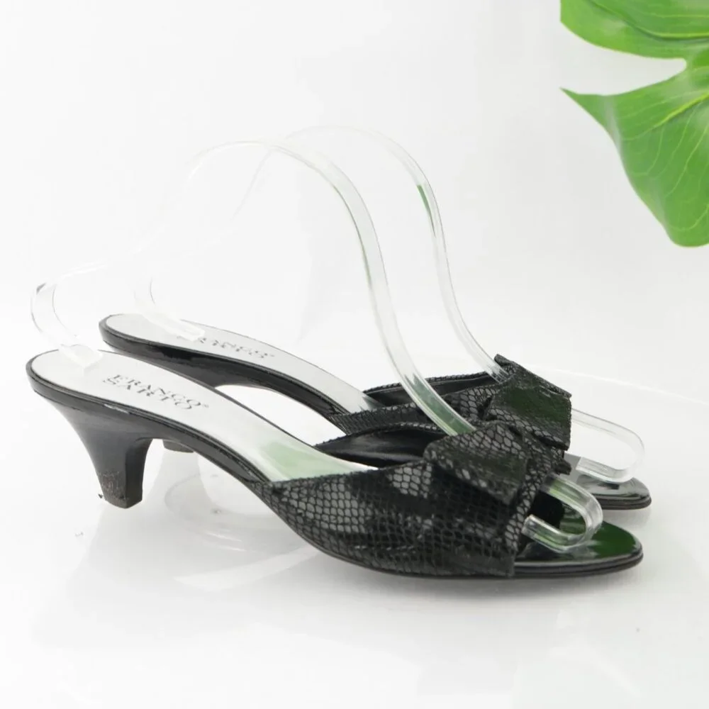 Franco Sarto Womens Narate Sandal Size‎ 9.5 Black Python Cone Heel Mule Slide